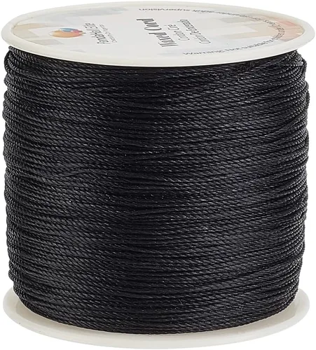 PH PandaHall - Hilo encerado de poliéster negro de 0,5 mm, 106 metros de cuerda encerada redonda para bisutería, collar, pulsera, fabricación de