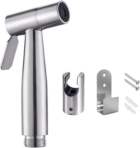 Cabezal rociador de bidé con gancho, spray de bidé de mano de acero inoxidable, oración de pañal de tela para bebé, ahorra agua, diseño ergonómico,