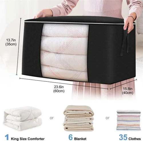 Miniatura 2 de Bolsas de almacenamiento grandes de 90 litros, paquete de 4 organizadores plegables para armario y almacenamiento con asas duraderas, tela gruesa