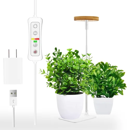 Miniatura 22 de yadoker Luz de cultivo de plantas, luz LED de espectro completo para plantas de interior, altura ajustable, temporizador automático, bajo voltaje