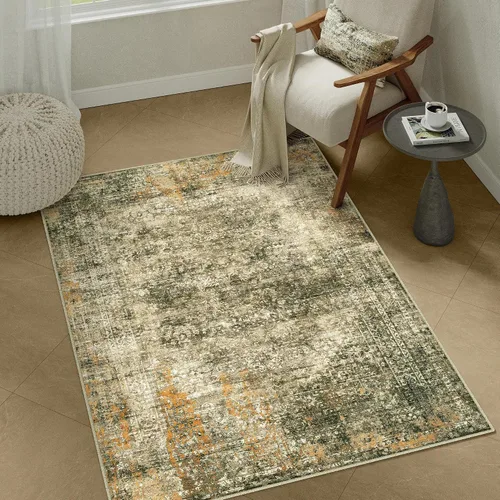 Miniatura 39 de PureCozy Alfombra de área beige de 2 x 3 pulgadas, lavable, vintage, pequeña, para entrada, cocina, suave, retro, floral, de pelo bajo, tapete