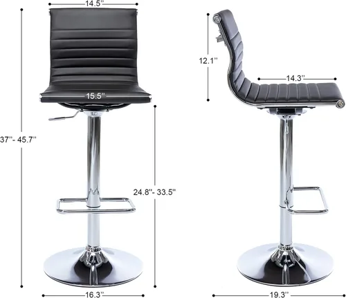 Miniatura 3 de chairus Juego de 2 taburetes de bar giratorios modernos, taburetes de bar ajustables con altura de mostrador, taburetes de piel sintética sin brazos