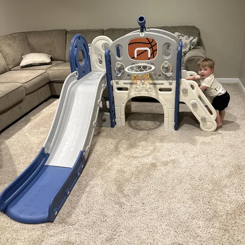 Miniatura 5 de XJD Conjunto de Tobogán 8 en 1 para Niños Pequeños, Tobogán para Niños de 1+ Años, Conjunto de Juego de Tobogán Escalador para Niños Pequeños