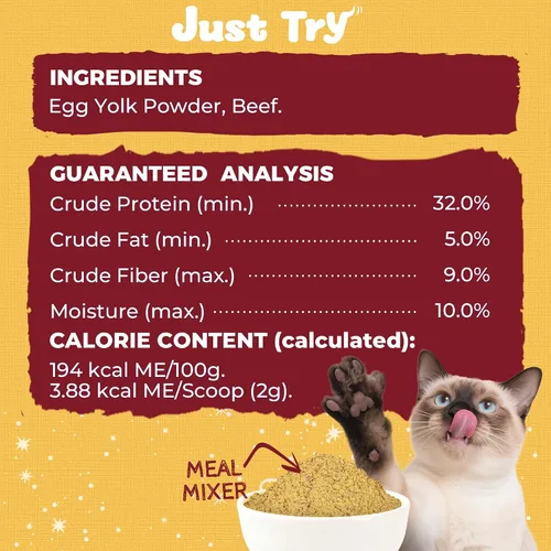 Miniatura 6 de Just Try 4.23 onzas de carne de res y yema de huevo para gatos con yema de huevo liofilizada, alto soporte de proteínas y hierro para perros y gatos