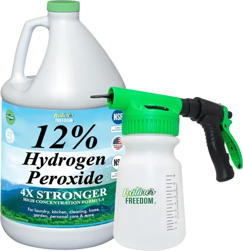 Miniatura 10 de Nature's Freedom Peróxido de hidrógeno al 12%, H2O2 de grado alimenticio y agua purificada solamente, solución de 2 galones
