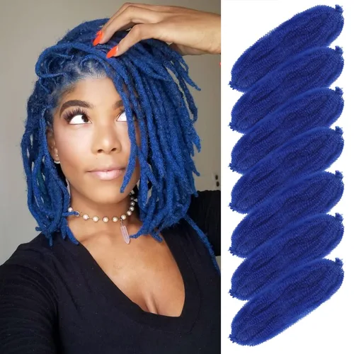 Miniatura 8 de Marley Twist - Cabello trenzado de 16 pulgadas, cabello afro trenzado elástico, paquete de 7 paquetes, cabello rizado rizado ombré, marrón Marrón