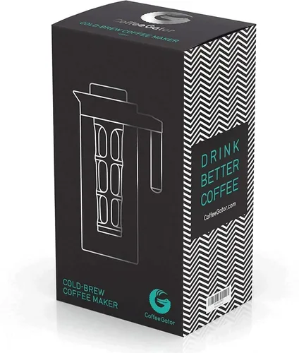 Miniatura 14 de Coffee Gator Cafetera de café frío de 47 onzas, cafetera helada y jarra con jarra de vidrio de borosilicato, filtro, color negro