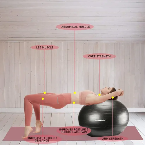 Miniatura 6 de Silla de pelota de yoga con pelota de ejercicio de 65 cm y 2 bandas de resistencia, base de estabilidad para oficina en casa, yoga, pilates