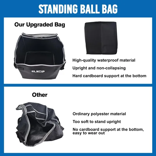 Miniatura 4 de Bolsa para pelotas de tenis, bolsa de almacenamiento de repuesto con bolsillos laterales, bolsa ligera para carrito de enseñanza para pickleball