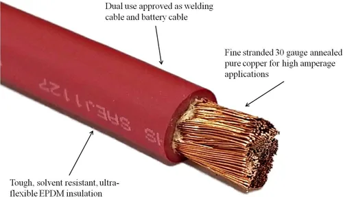 Miniatura 3 de WNI - Cable ultra flexible de cobre puro para soldadura de batería de 5/16 pulgadas y 5 pies de calibre 1/0 AWG 1/0 AWG de 5/16 pulgadas y 5 5 pies