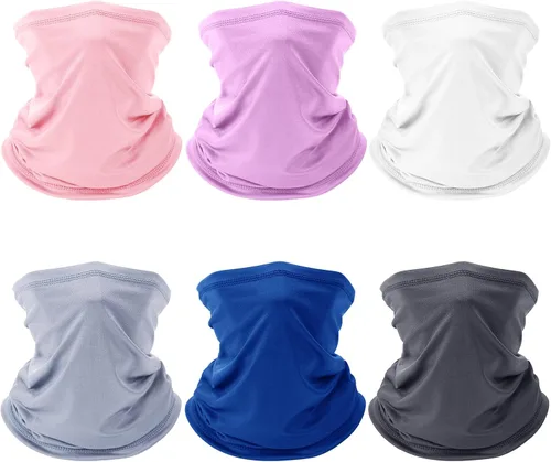 Miniatura 7 de Paquete de 6 polainas de cuello para hombres y mujeres, máscara de verano contra el polvo UV, polainas de enfriamiento para el cuello, cubierta