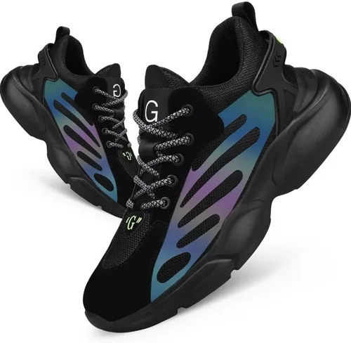 BAIYIJIA Steel Toe Shoes for Men No Slip Work Shoes Construction Industrial Work Tennis Shoes Safety Shoes Lightweight Steel Toe Sneakers for Men