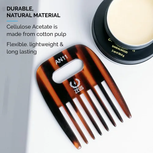 Miniatura 5 de ZEUS Peine desenredante de dientes anchos para cabello rizado, barba, estilos naturales y texturizados (3.5 pulgadas) AN11 Designed to Lift Roots