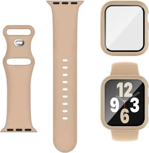 Miniatura 15 de Adorique 3-en-1 compatible con Apple Watch Band de 40 mm, 41 mm, 42 mm, 44 mm, 45 mm, 46 mm, correa deportiva de silicona suave para iWatch Series