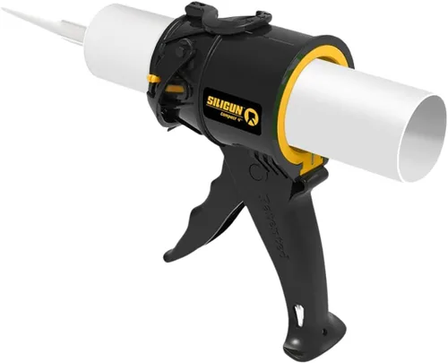 SILIGUN™ Gen-3 Pistola Compacta para Calafatear - Pistola de Calafateo Sin Goteo - Diseño Patentado - Marco ABS Ligero - Funciona con Todos los