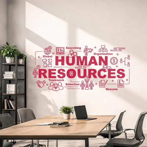 Miniatura 4 de Vinilo adhesivo de pared Recursos humanos Oficina Estilo Selección Pegatinas de trabajo en equipo Mural Decoración grande (g5594) Negro