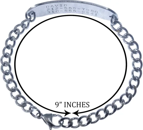 Miniatura 3 de Deep Stamped Personalizable, PLAVIX, pulsera de alerta médica, inoxidable, grande de 9 pulgadas ajustable (incluye grabado gratis), Acero inoxidable