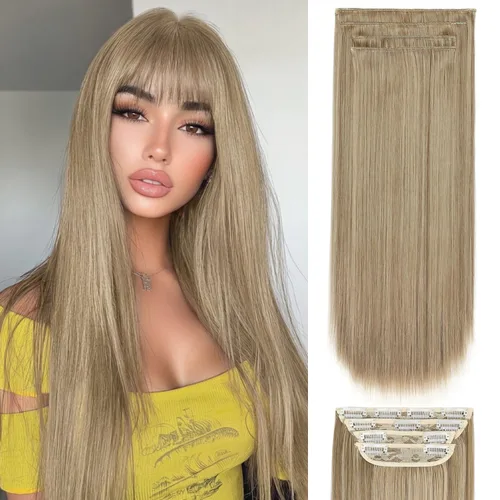 Miniatura 35 de 4 extensiones de cabello sintético suave y natural para mujer, rubio miel, mezcla de castaño castaño, extensiones para mujer