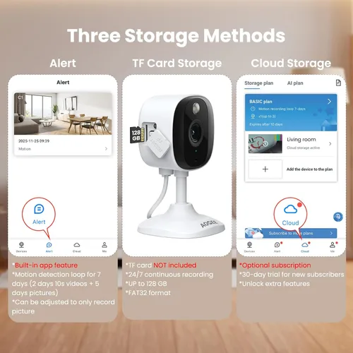 Miniatura 6 de AOQEE Cámaras 2K para Seguridad del Hogar - Cámara para Exteriores/Interiores para Perro/Gato/Mascota/Niñera/Bebé, Visión Nocturna a Color, Luz