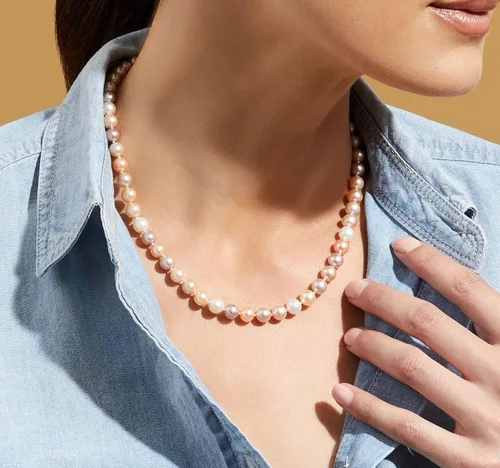 Miniatura 3 de The Pearl Source Freshwater Pearl Necklace for Women - Pearl Strand Necklace Multi-Color Pearl Necklace with Genuine Cultured Pearls