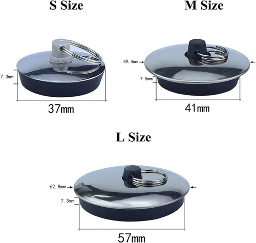 Miniatura 2 de Tapones universales de drenaje de bañera de 3 tamaños, tapón de drenaje para bañera y lavabo de baño, rebote
