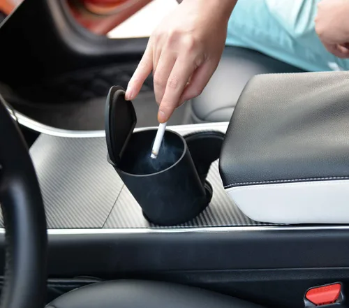 Miniatura 4 de Bote de basura de silicona con tapa – Portavasos para automóvil, hogar, oficina (negro)