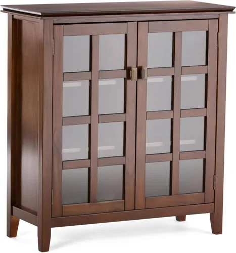 Miniatura 22 de SIMPLIHOME Armario de almacenamiento artesanal, gabinete de almacenamiento bajo de madera maciza de 30 pulgadas de ancho en marrón miel, gabinete