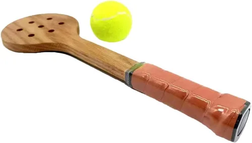 Miniatura 4 de Raqueta de pádel de tenis de cuchara de madera para entrenamiento de taladro de puntero de tenis casero