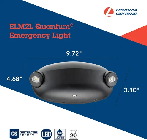 Miniatura 4 de Lithonia Lighting ELM2L B M12 Quantum - Luz de emergencia LED, prueba manual, 220 lúmenes, color negro