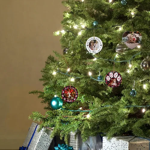 Miniatura 4 de Adornos de Navidad personalizados con foto 2025, nombre personalizado para perro y gato, adornos para árbol de Navidad, cachorros, perros, gatos