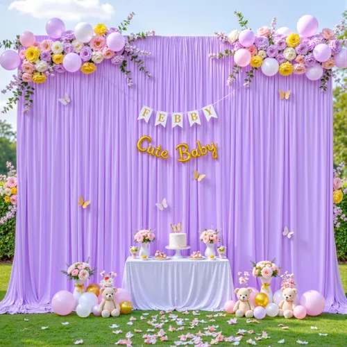Cortina tipo telón de 10 x 10 pies de color lavanda para fiestas, bodas, morado claro sin arrugas, paneles para telón de fondo para baby shower,
