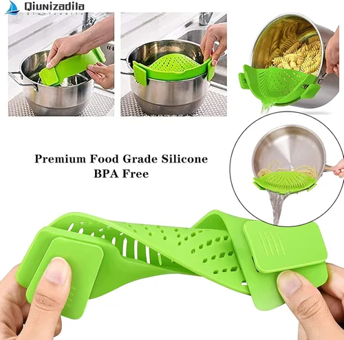 Miniatura 4 de 2 piezas de colador con clip, colador para ollas para pasta, carne, verduras y frutas, coladores de silicona - Se ajusta a todas las ollas y cuencos.