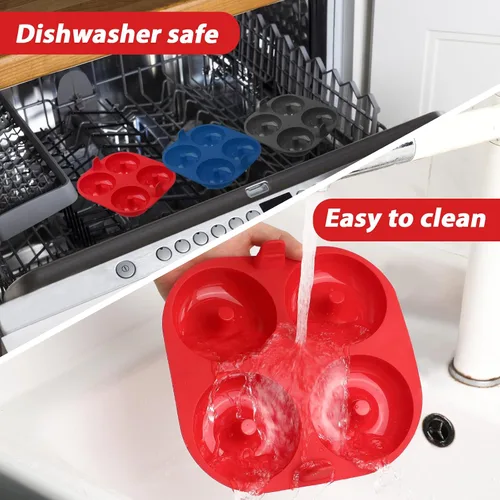 Miniatura 7 de Webake Molde de silicona para freidora de aire para hornear, moldes de donas antiadherentes de 4 cavidades, sin BPA, apto para lavavajillas, juego