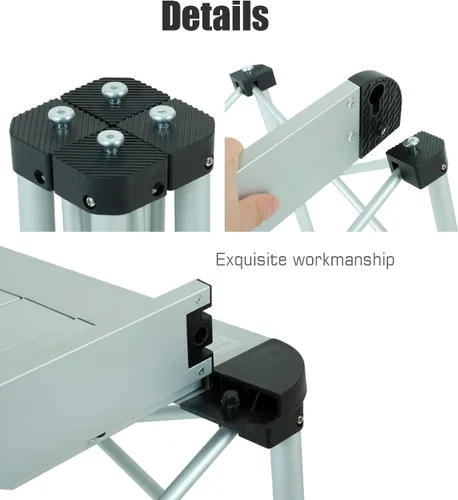 Miniatura 7 de iClimb Mesa ligera y estable de aluminio plegable cuadrada con parte superior enrollable y bolsa de transporte para acampar, picnic, patios