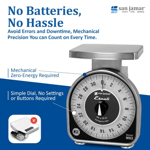 Miniatura 7 de San Jamar Serie Ms Báscula de Disco Mecánica Manual para Alimentos con Capacidad de 2 Libras para Cocinas, Restaurantes y Cocina, Metálica, 32