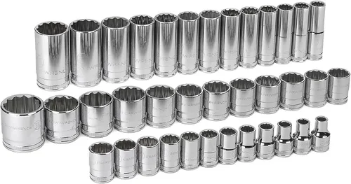 GEARWRENCH Juego de llaves métricas estándar y profundas de 12 puntos de 1/2" de 37 piezas - 80730