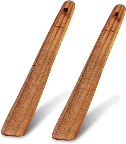 Miniatura 10 de Paquete de 2 Spurtle de madera para masa madre, mezcla, alcanzar el fondo del frasco, batidor de masa, espátula de frasco de mango largo