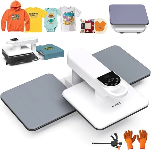 AKEYDIY Prensa de calor de 15 x 15, máquina de prensa de calor automática de doble estación para camisetas, prensa digital de sublimación de