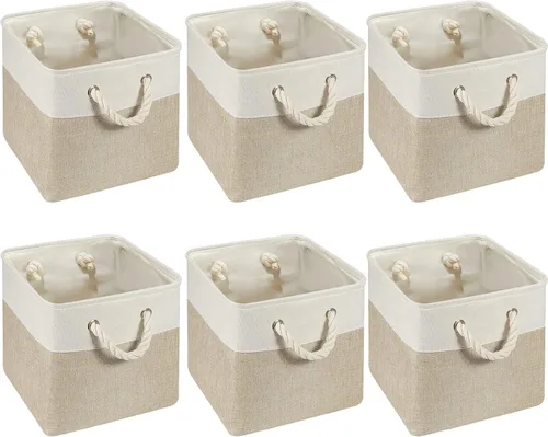 Miniatura 19 de Geiserailie 6 cubos de almacenamiento de 13 x 13 pulgadas, organizadores de tela, canastas plegables con asas de transporte resistentes, cestas