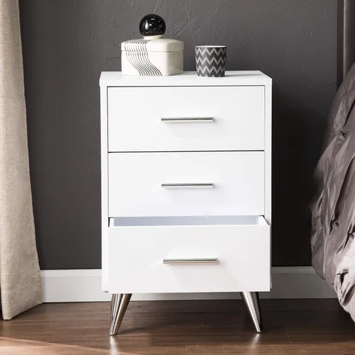 Miniatura 12 de SEI Furniture Owen Midcentury - Mesita de noche moderna, color blanco