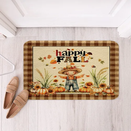 Miniatura 33 de Erosebridal Thanksgiving Turkey Bathroom Rugs - Fall Leaves Pumpkin Bath Mat for Kids Adults, Vintage Autumn Harvest Door Mat 16 x 24 Inch Rustic