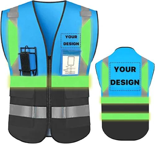 Miniatura 12 de Chaleco de seguridad de alta visibilidad reflectante con bolsillos y cremallera personalizado su logotipo ropa de trabajo de seguridad