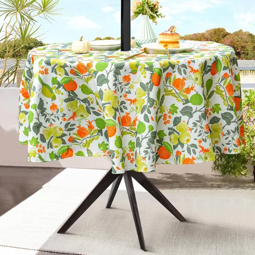 Miniatura 9 de UMINEUX Mantel para exteriores con agujero para sombrilla y cremallera, para primavera/verano, impermeable, para picnic, barbacoa, jardín