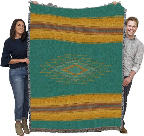Miniatura 23 de Pure Country Weavers Manta Baja – Inspirada en los nativos americanos del suroeste – Manta de regalo tejida de algodón – Fabricada en los Estados