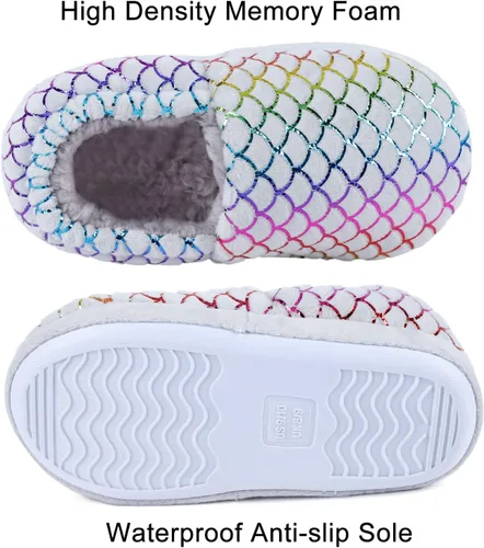 Miniatura 5 de Pantuflas de princesa sirena para niñas, antideslizantes, cómodas, de espuma viscoelástica, para el dormitorio, interiores y exteriores