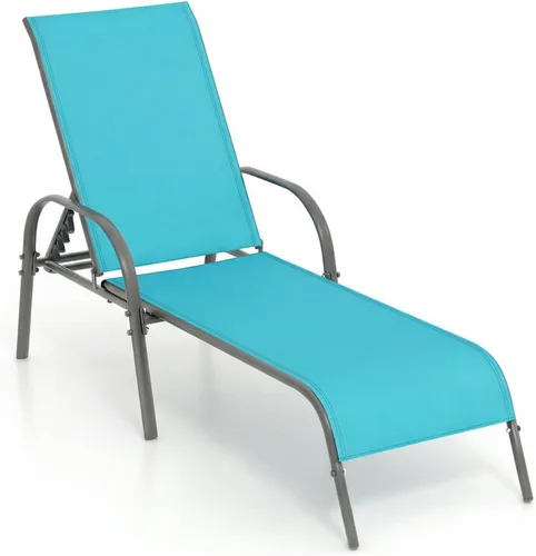 Miniatura 11 de Tangkula Sillón para exteriores, tumbona de patio con respaldo ajustable, sillón reclinable para piscina exterior con marco de acero resistente