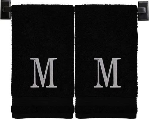 Miniatura 5 de Toallas de mano con monograma para baño Juego de 2 Toallas turcas genuinas Elige toalla e hilo A - Z Toallas con monograma con fuente