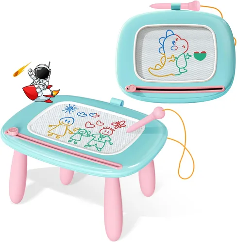 Kikidex Juguetes para niños pequeños de 1 a 3 años, tablero magnético de dibujo, almohadilla de tablero de garabatos, juguetes educativos y de Azul