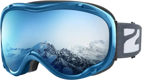 Miniatura 21 de ZIONOR Lagopus Gafas de protección UV para esquí y snowboard, antiniebla, para hombres, mujeres, jóvenes A0-vlt 10.5% Marco Blanco Lente Plata