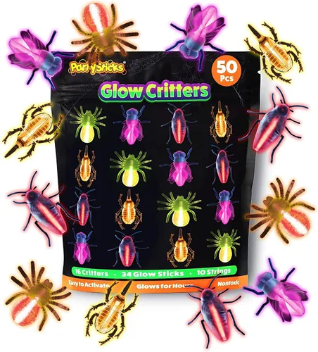 Miniatura 7 de Glow Critters y Halloween Trick or Treat - Esqueletos y calabazas brillantes - Bastones brillantes para fiestas - Suministros de fiesta que brillan